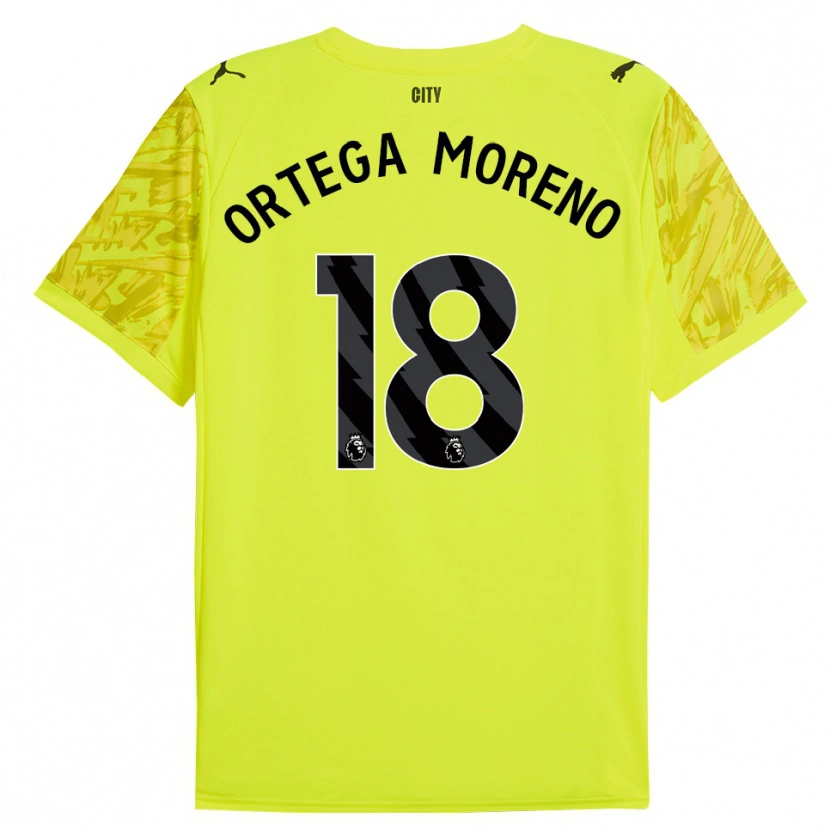 Danxen Kvinder Stefan Ortega #18 Gul Orange Sort Målmandstrøje 2025/26 Trøje T-shirt