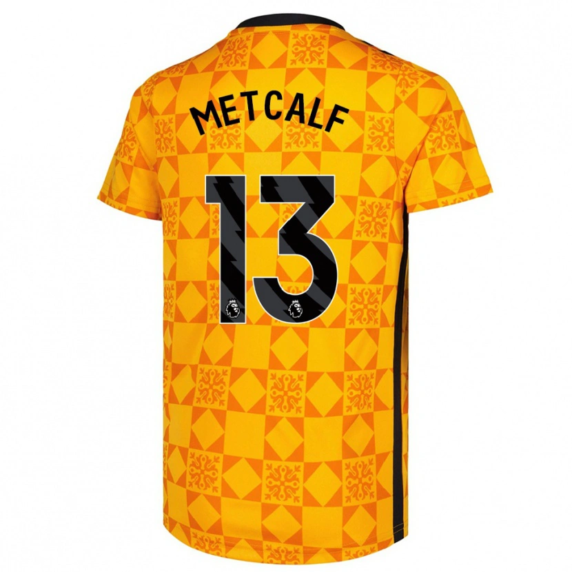 Danxen Kvinder Ben Metcalf #13 Gul Sort Målmandstrøje 2025/26 Trøje T-shirt