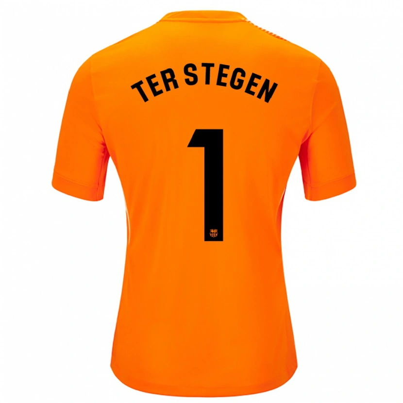 Danxen Kvinder Marc-André ter Stegen #1 Orange Sort Målmandstrøje 2025/26 Trøje T-shirt