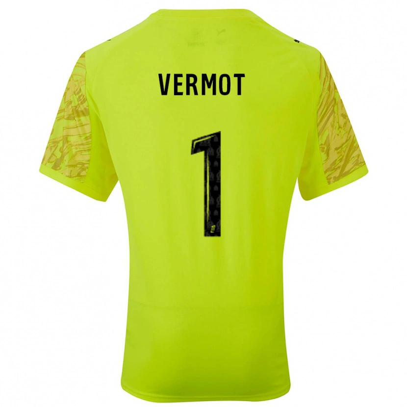 Danxen Kvinder Théo Vermot #1 Fluorescerende Grøn Sort Målmandstrøje 2025/26 Trøje T-shirt