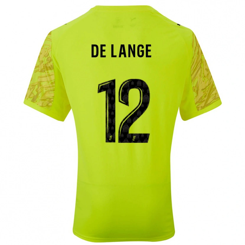 Danxen Kvinder Jeffrey de Lange #12 Fluorescerende Grøn Sort Målmandstrøje 2025/26 Trøje T-shirt