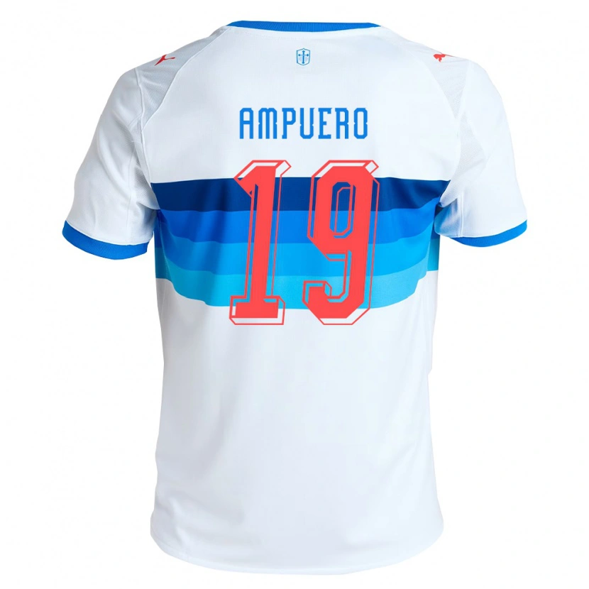 Danxen Børn Branco Ampuero #19 Hvid Himmelblå Hjemmebane Spillertrøjer 2026/27 Trøje T-Shirt