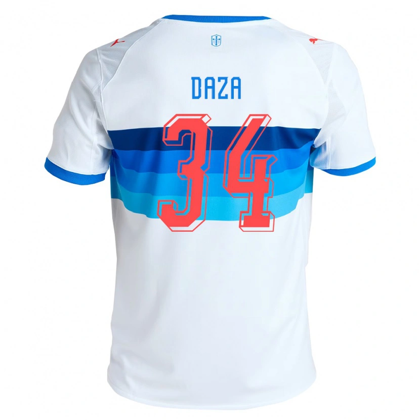 Danxen Børn Francisco Daza #34 Hvid Himmelblå Hjemmebane Spillertrøjer 2026/27 Trøje T-Shirt