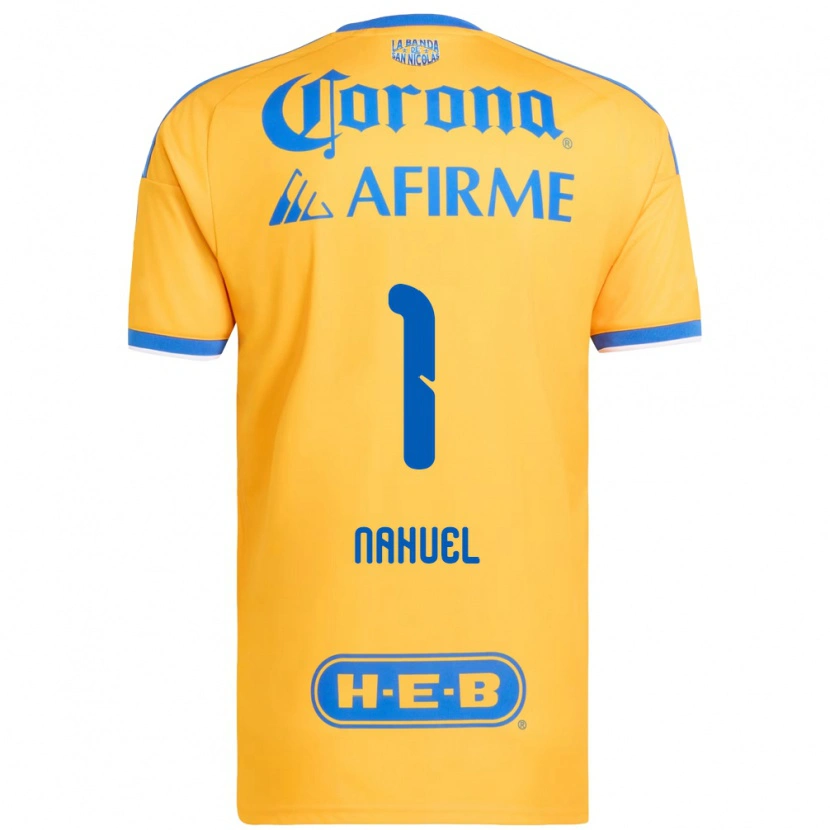 Danxen Børn Nahuel Guzmán #1 Gul Blå Hjemmebane Spillertrøjer 2026/27 Trøje T-Shirt