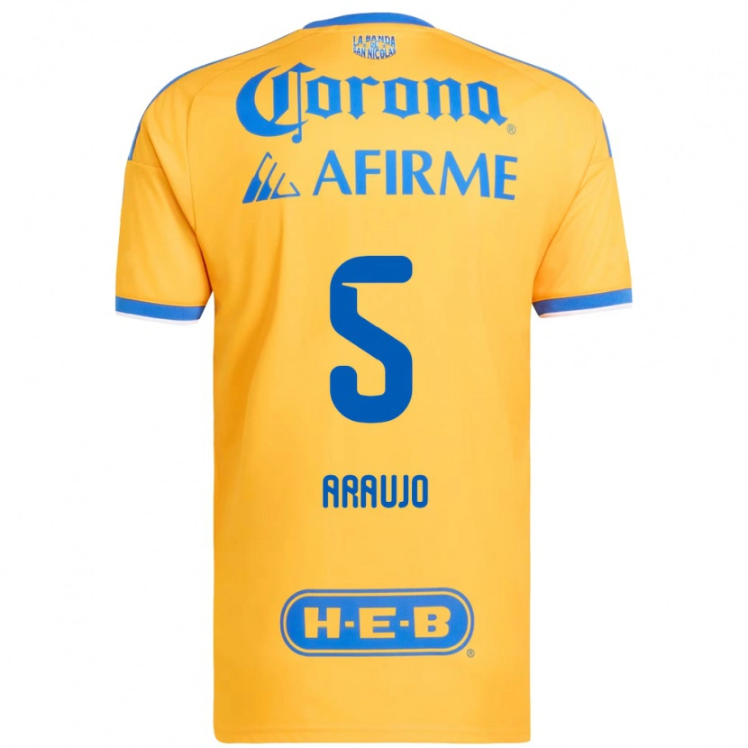 Danxen Børn César Araújo #5 Gul Blå Hjemmebane Spillertrøjer 2026/27 Trøje T-Shirt