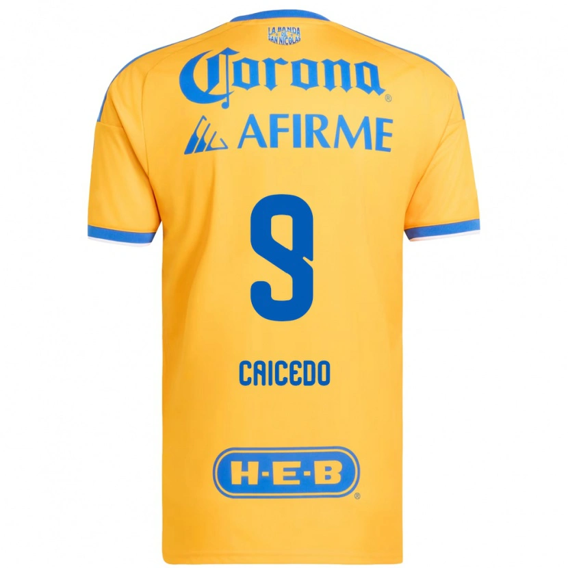 Danxen Børn Jordy Caicedo #9 Gul Blå Hjemmebane Spillertrøjer 2026/27 Trøje T-Shirt