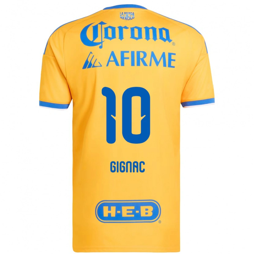Danxen Børn Andre-Pierre Gignac #10 Gul Blå Hjemmebane Spillertrøjer 2026/27 Trøje T-Shirt