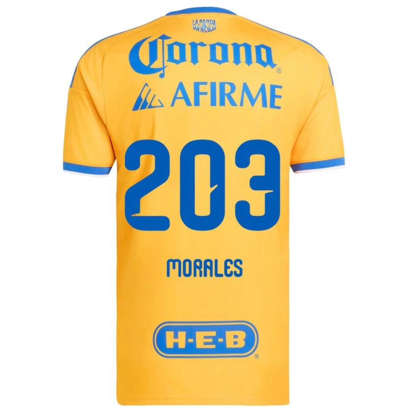 Danxen Børn Carlos Morales #203 Gul Blå Hjemmebane Spillertrøjer 2026/27 Trøje T-Shirt