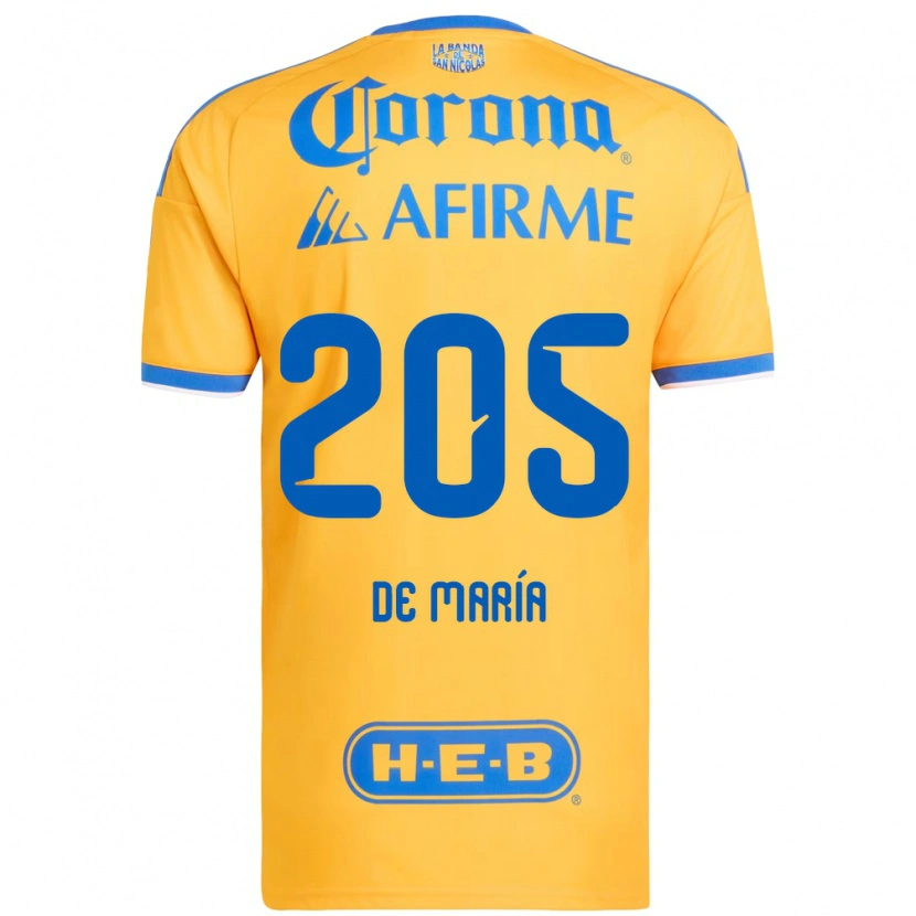 Danxen Børn Antonio De María Y Campos #205 Gul Blå Hjemmebane Spillertrøjer 2026/27 Trøje T-Shirt
