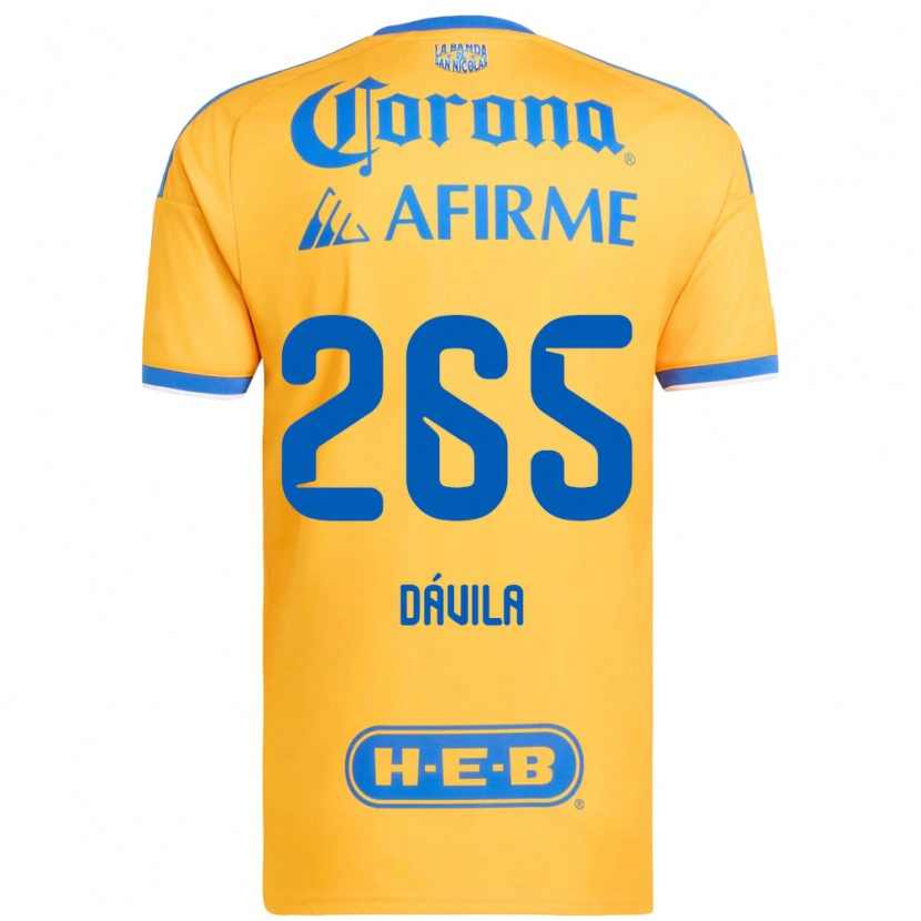 Danxen Børn Emiliano Dávila #265 Gul Blå Hjemmebane Spillertrøjer 2026/27 Trøje T-Shirt