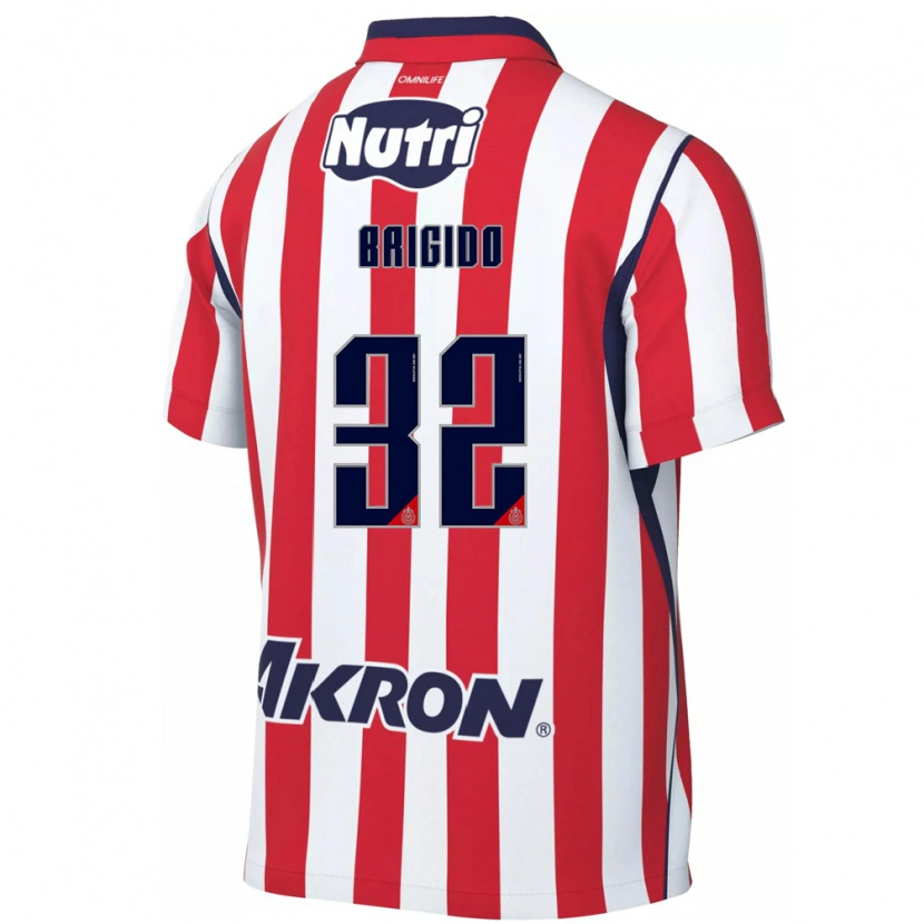 Danxen Børn Jesús Brígido #32 Rød Hvid Hjemmebane Spillertrøjer 2026/27 Trøje T-Shirt