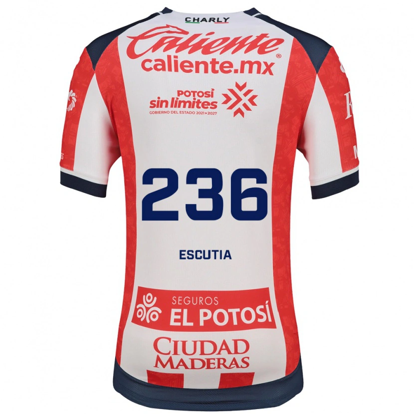 Danxen Børn Ángel Escutia #236 Rød Hvid Sort Hjemmebane Spillertrøjer 2026/27 Trøje T-Shirt
