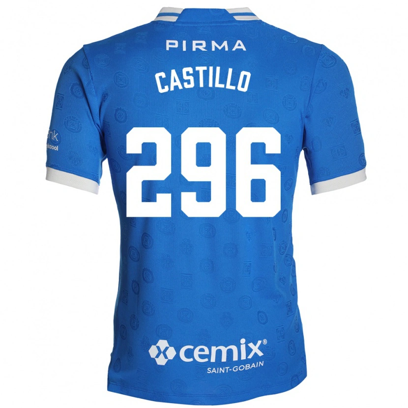 Danxen Børn Eduardo Castillo #296 Blå Hvid Rød Hjemmebane Spillertrøjer 2026/27 Trøje T-Shirt
