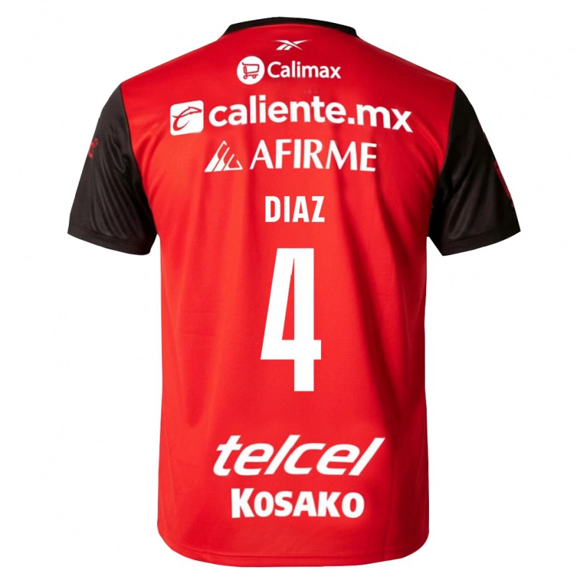 Danxen Børn Nicolás Díaz #4 Sort Rød Hjemmebane Spillertrøjer 2026/27 Trøje T-Shirt