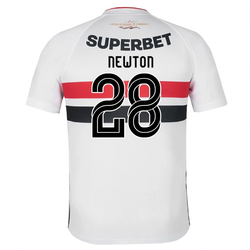 Danxen Børn Newton Araujo Da Costa Júnior #28 Hvid Rød Sort Hjemmebane Spillertrøjer 2026/27 Trøje T-Shirt