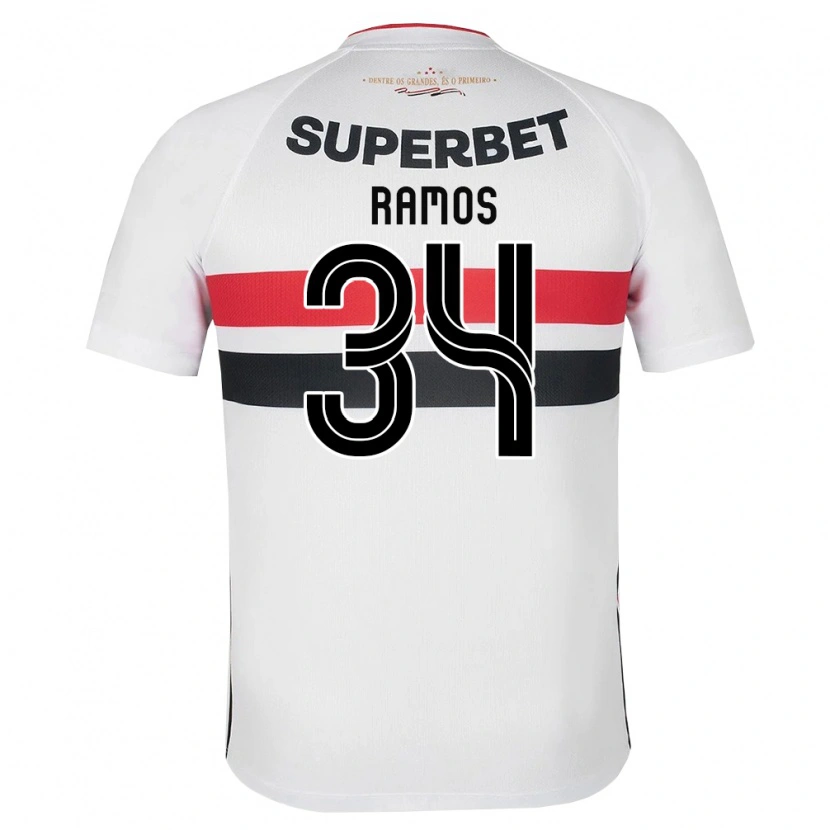 Danxen Børn Raí Ramos #34 Hvid Rød Sort Hjemmebane Spillertrøjer 2026/27 Trøje T-Shirt