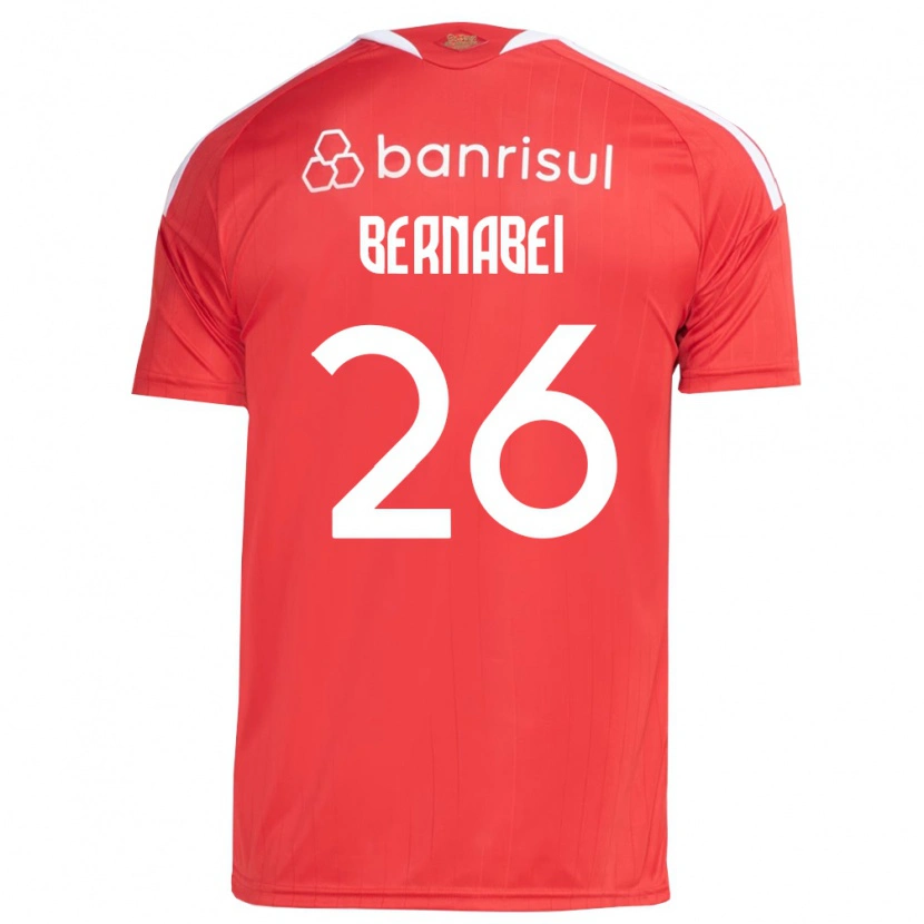 Danxen Børn Alexandro Bernabei #26 Rød Hvid Hjemmebane Spillertrøjer 2026/27 Trøje T-Shirt
