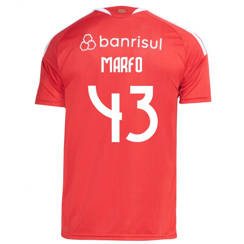 Danxen Børn Denis Marfo #43 Rød Hvid Hjemmebane Spillertrøjer 2026/27 Trøje T-Shirt