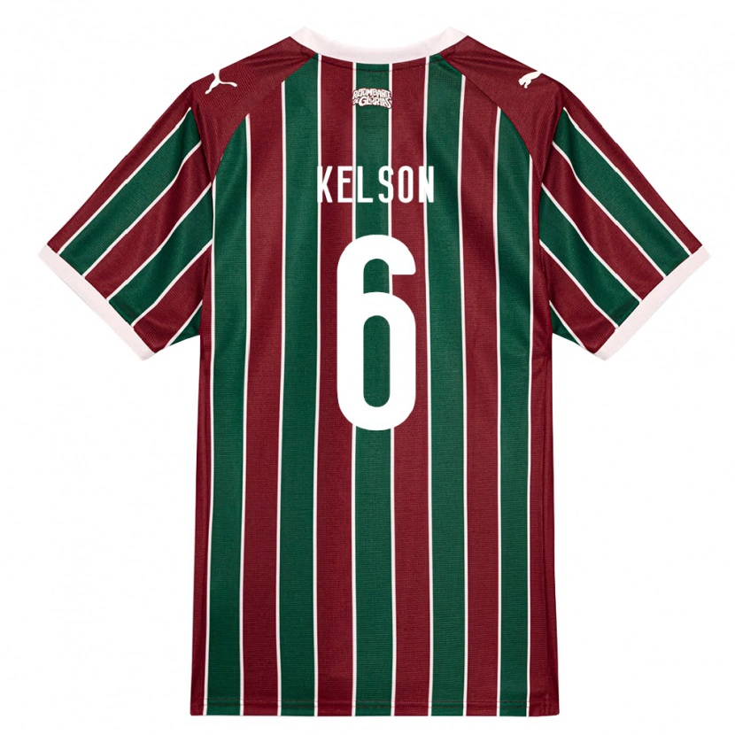 Danxen Børn Francisco Kelson Silva De Sousa #6 Grøn Vinrød Hvid Hjemmebane Spillertrøjer 2026/27 Trøje T-Shirt