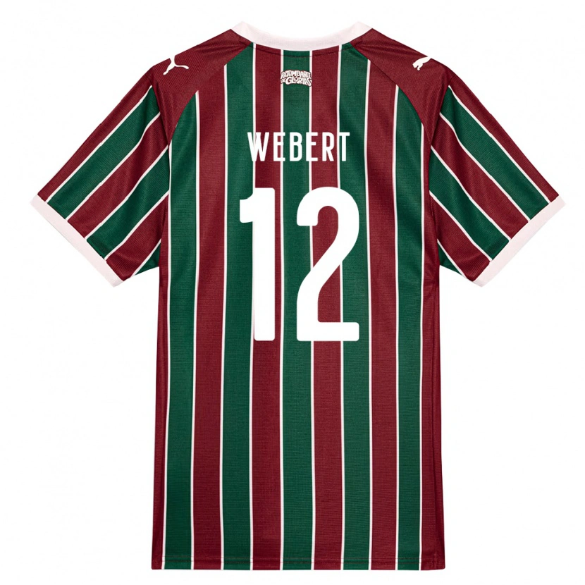 Danxen Børn Webert Silva Leite Ferreira #12 Grøn Vinrød Hvid Hjemmebane Spillertrøjer 2026/27 Trøje T-Shirt