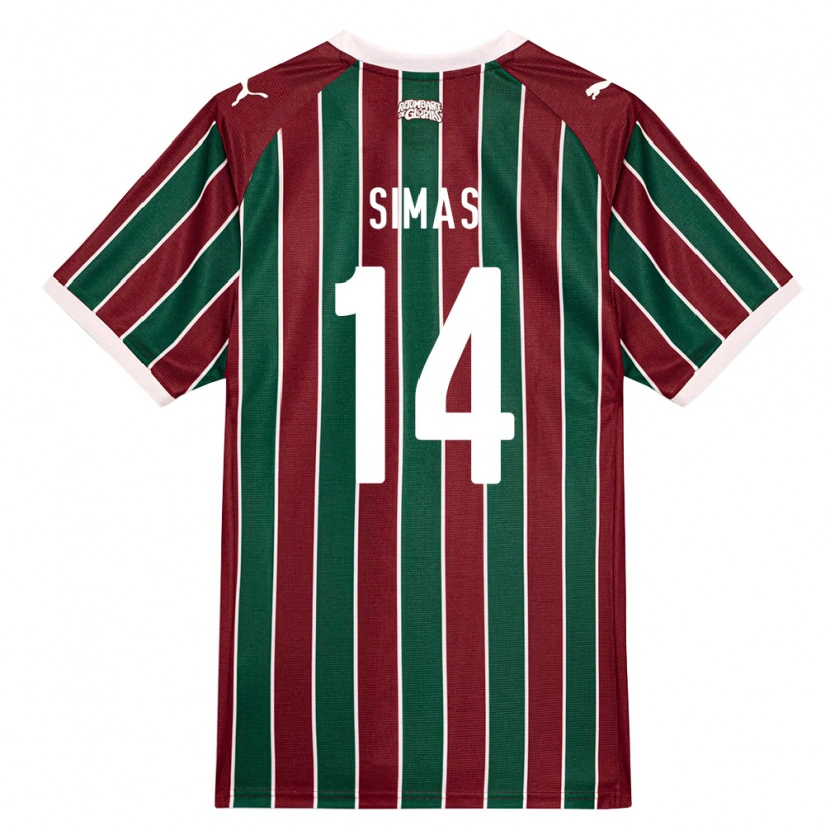 Danxen Børn Léo Simas #14 Grøn Vinrød Hvid Hjemmebane Spillertrøjer 2026/27 Trøje T-Shirt