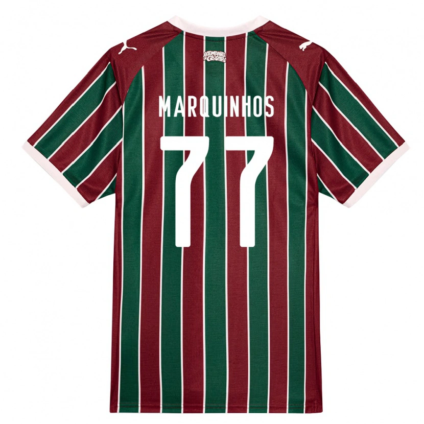 Danxen Børn Marquinhos #77 Grøn Vinrød Hvid Hjemmebane Spillertrøjer 2026/27 Trøje T-Shirt