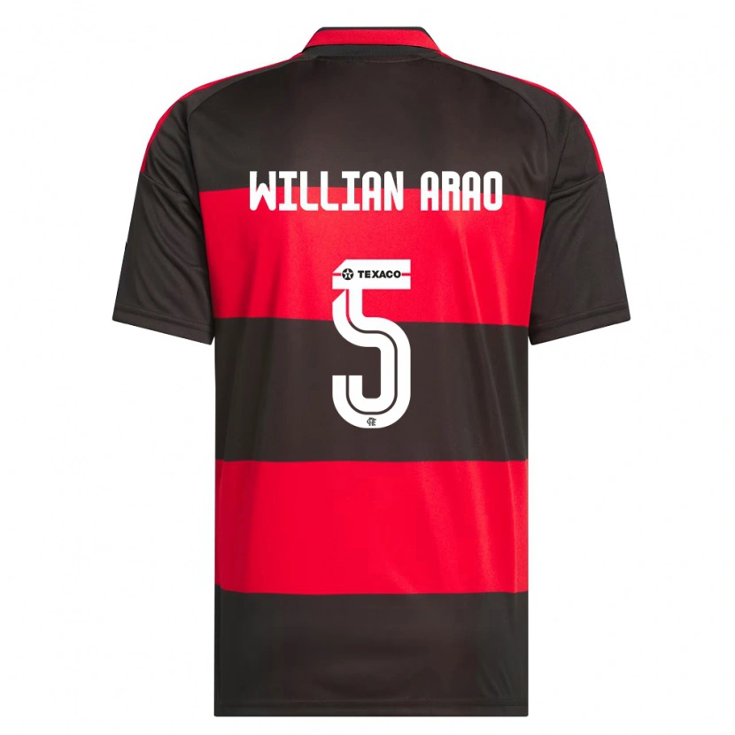 Danxen Børn Willian Arao #5 Rød Sort Hvid Hjemmebane Spillertrøjer 2026/27 Trøje T-Shirt