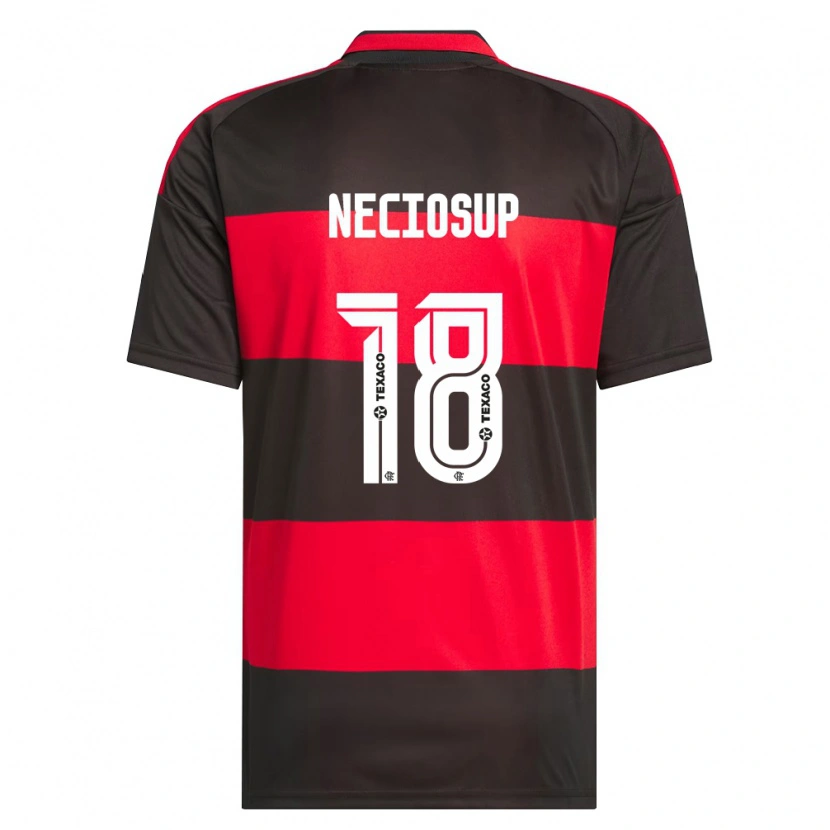 Danxen Børn Adriano Neciosup #18 Rød Sort Hvid Hjemmebane Spillertrøjer 2026/27 Trøje T-Shirt