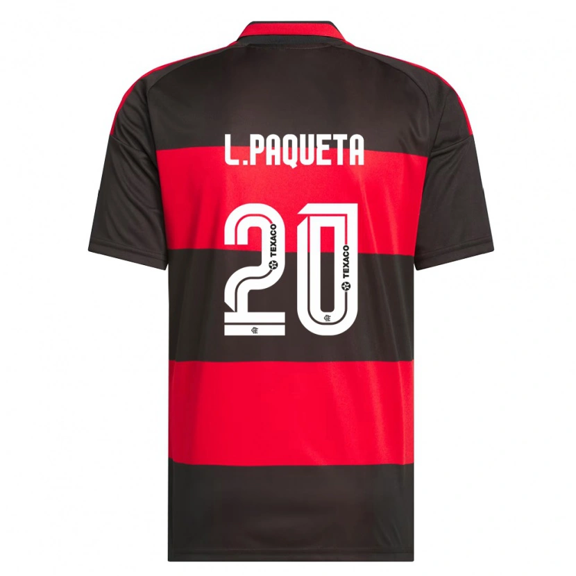 Danxen Børn Lucas Paquetá #20 Rød Sort Hvid Hjemmebane Spillertrøjer 2026/27 Trøje T-Shirt