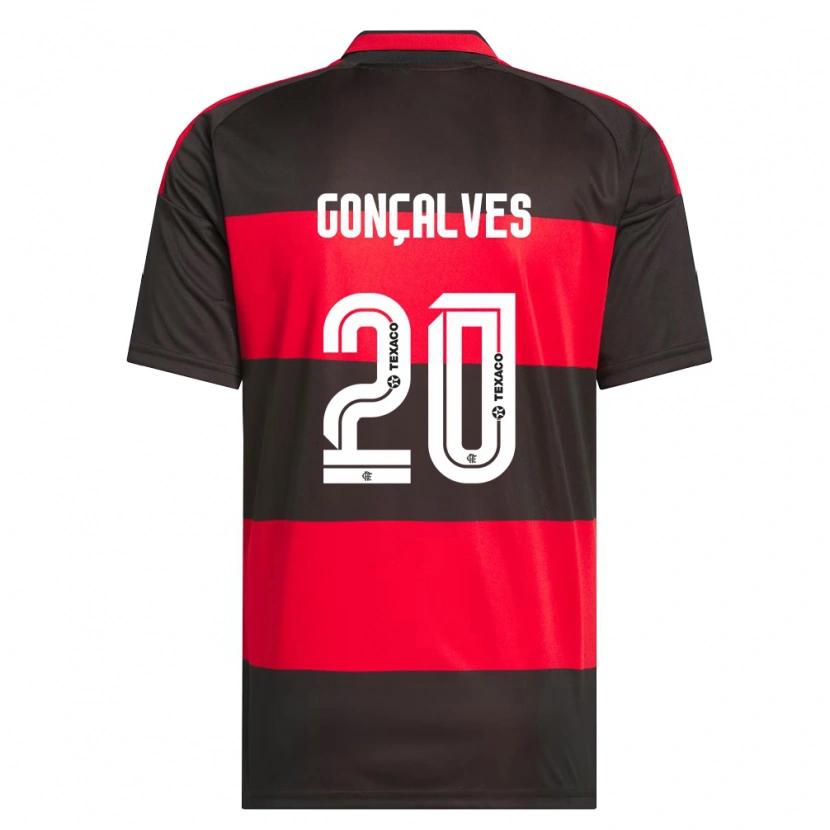 Danxen Børn Matheus Gonçalves #20 Rød Sort Hvid Hjemmebane Spillertrøjer 2026/27 Trøje T-Shirt