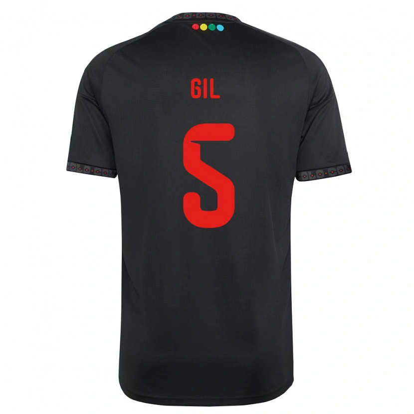 Danxen Børn Leonardo Gil #5 Sort Rød Udebane Spillertrøjer 2026/27 Trøje T-Shirt