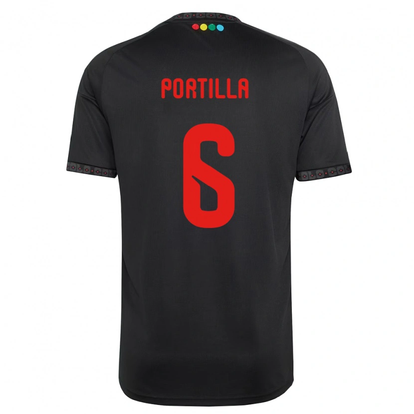 Danxen Børn Dylan Portilla #6 Sort Rød Udebane Spillertrøjer 2026/27 Trøje T-Shirt