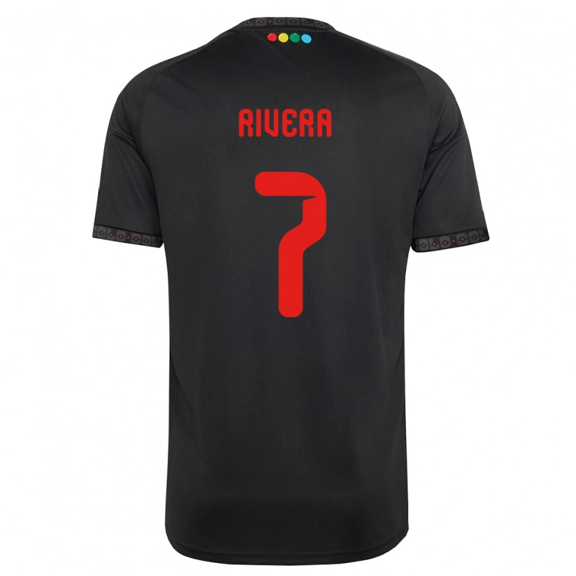 Danxen Børn Francisco Rivera #7 Sort Rød Udebane Spillertrøjer 2026/27 Trøje T-Shirt