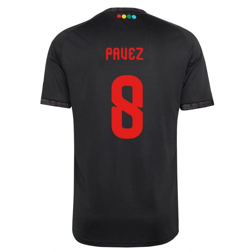 Danxen Børn Esteban Pavez #8 Sort Rød Udebane Spillertrøjer 2026/27 Trøje T-Shirt