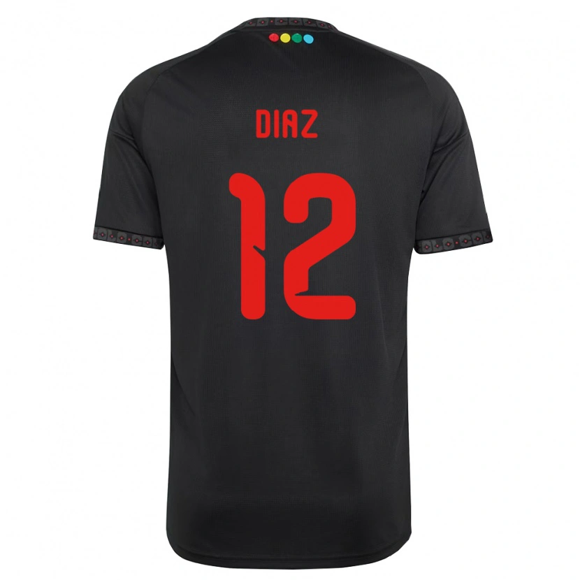 Danxen Børn Javiera Díaz #12 Sort Rød Udebane Spillertrøjer 2026/27 Trøje T-Shirt