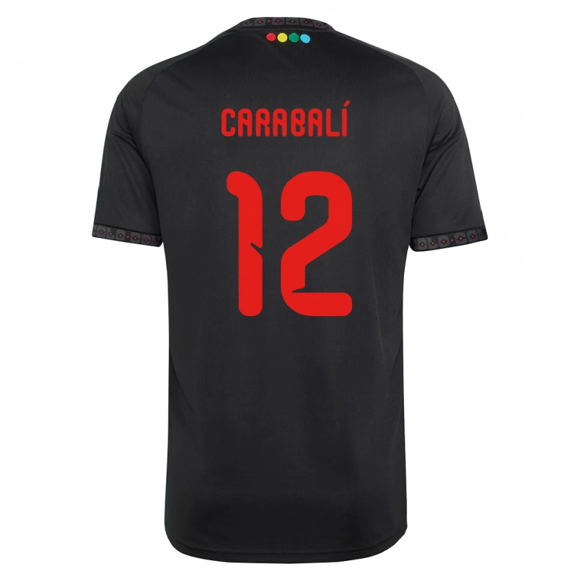 Danxen Børn Omar Carabalí #12 Sort Rød Udebane Spillertrøjer 2026/27 Trøje T-Shirt