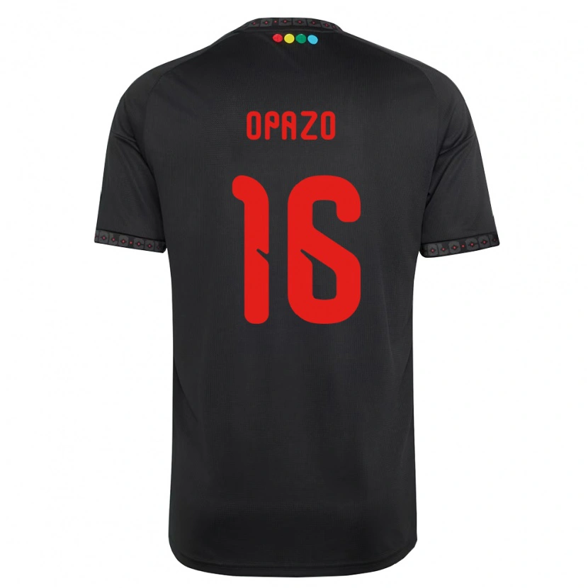 Danxen Børn Óscar Opazo #16 Sort Rød Udebane Spillertrøjer 2026/27 Trøje T-Shirt