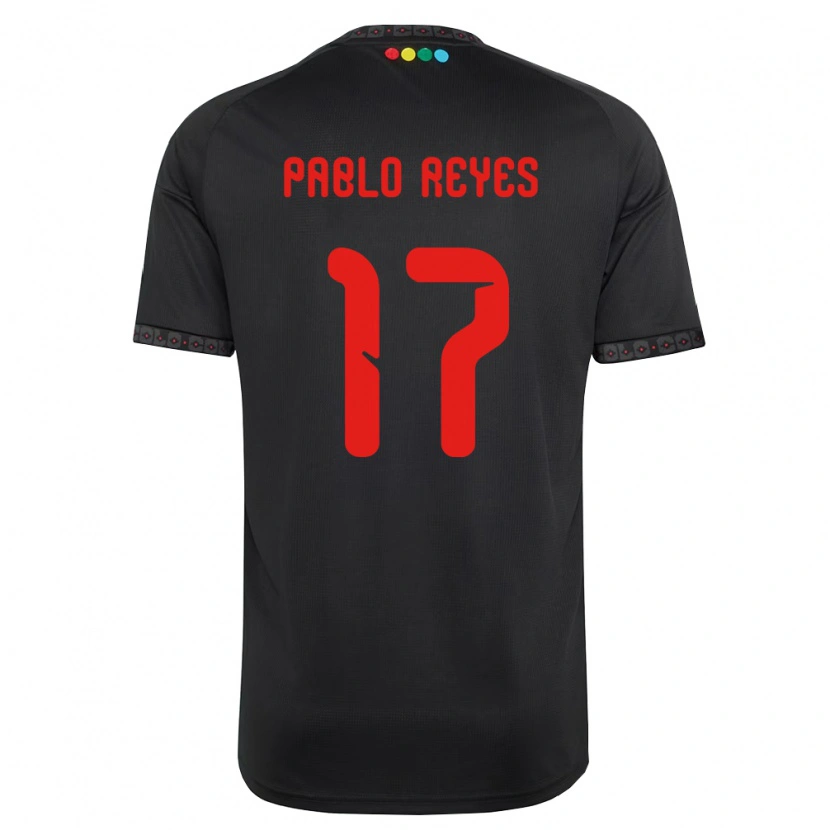 Danxen Børn Juan Pablo Reyes #17 Sort Rød Udebane Spillertrøjer 2026/27 Trøje T-Shirt