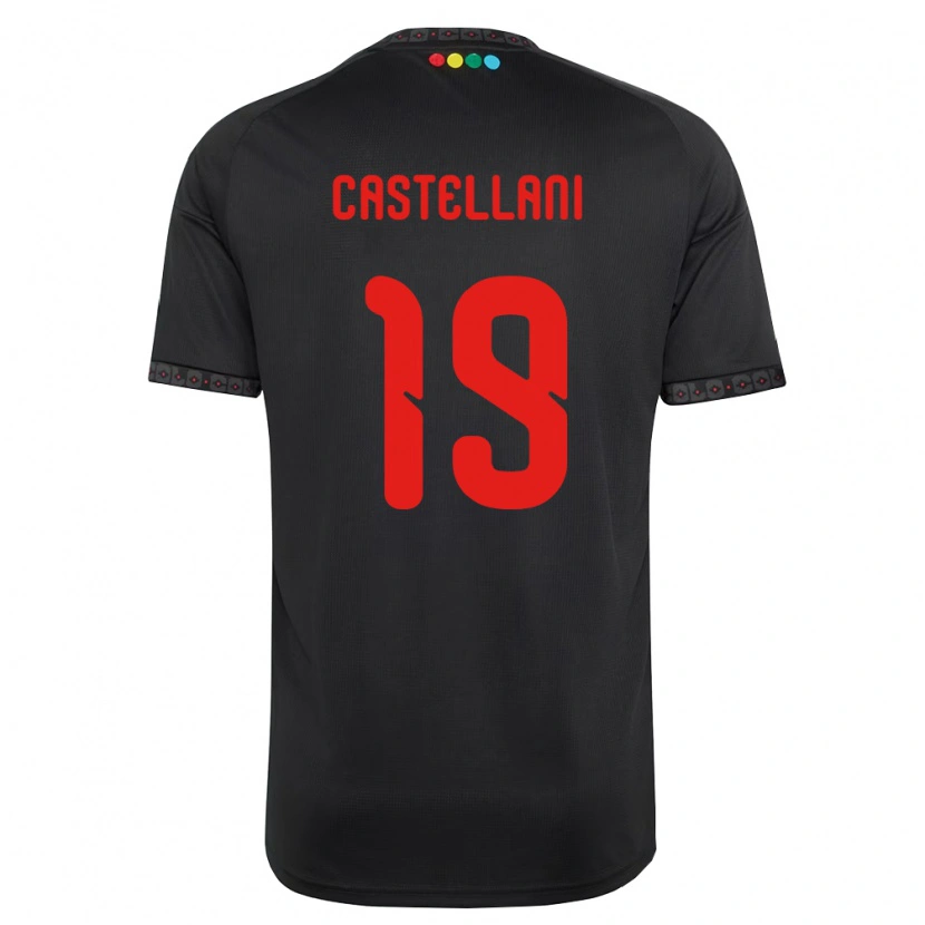 Danxen Børn Gonzalo Castellani #19 Sort Rød Udebane Spillertrøjer 2026/27 Trøje T-Shirt