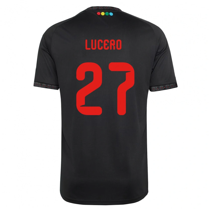 Danxen Børn Valentina Lucero #27 Sort Rød Udebane Spillertrøjer 2026/27 Trøje T-Shirt