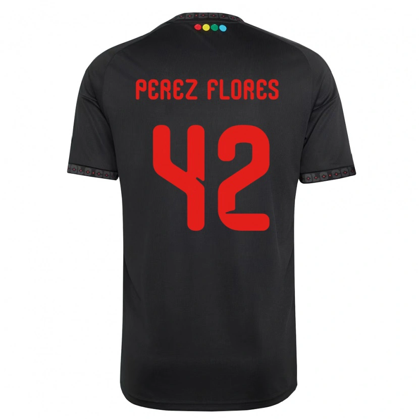 Danxen Børn Benjamín Pérez #42 Sort Rød Udebane Spillertrøjer 2026/27 Trøje T-Shirt