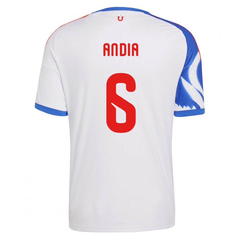 Danxen Børn Yonathan Andía #6 Hvid Marineblå Udebane Spillertrøjer 2026/27 Trøje T-Shirt