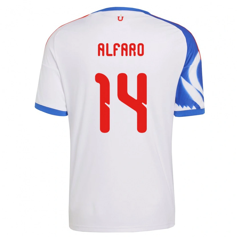 Danxen Børn Julián Alfaro #14 Hvid Marineblå Udebane Spillertrøjer 2026/27 Trøje T-Shirt