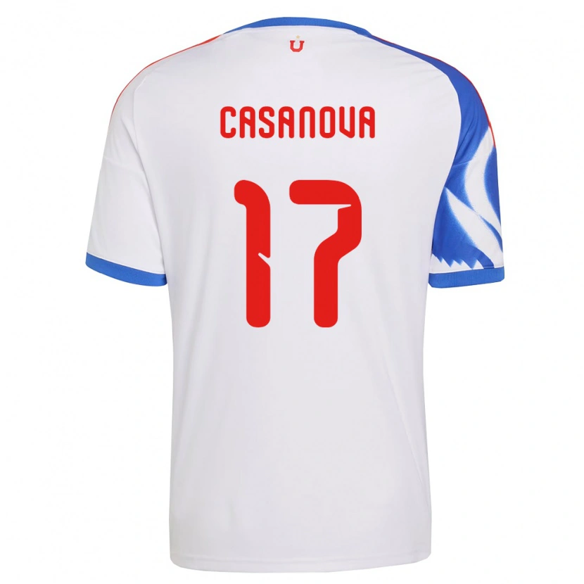 Danxen Børn Luis Casanova #17 Hvid Marineblå Udebane Spillertrøjer 2026/27 Trøje T-Shirt
