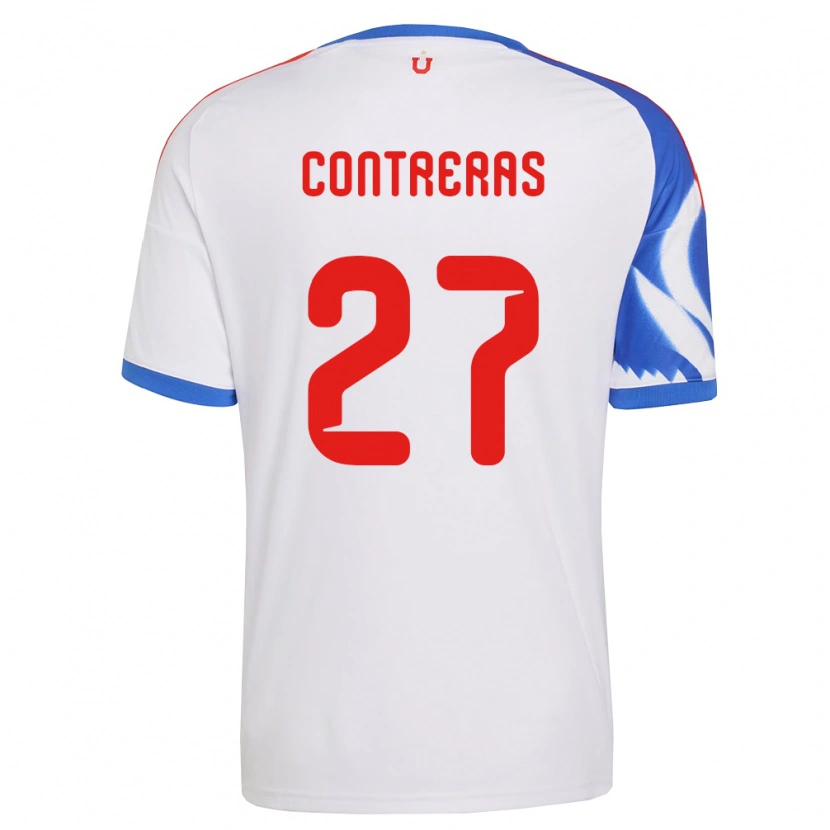 Danxen Børn Rodrigo Contreras #27 Hvid Marineblå Udebane Spillertrøjer 2026/27 Trøje T-Shirt