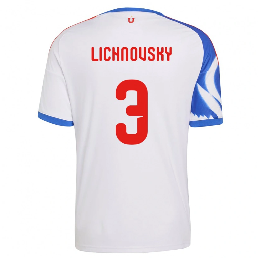 Danxen Børn Igor Lichnovsky #3 Hvid Marineblå Udebane Spillertrøjer 2026/27 Trøje T-Shirt