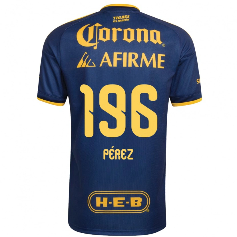 Danxen Børn Axel Pérez #196 Kongelig Blå Gul Udebane Spillertrøjer 2026/27 Trøje T-Shirt