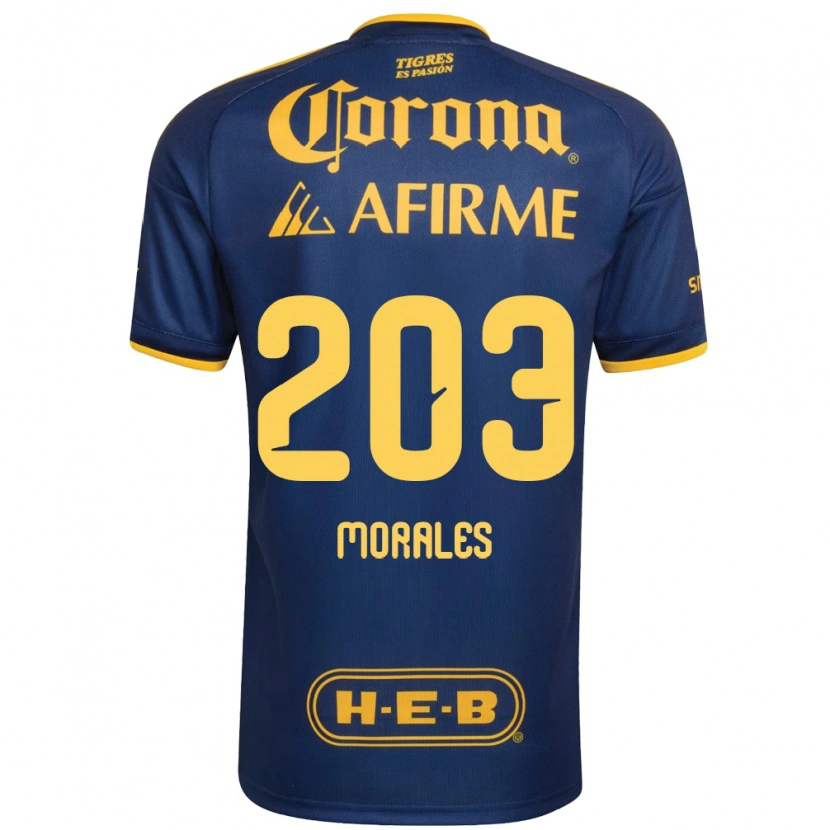 Danxen Børn Carlos Morales #203 Kongelig Blå Gul Udebane Spillertrøjer 2026/27 Trøje T-Shirt
