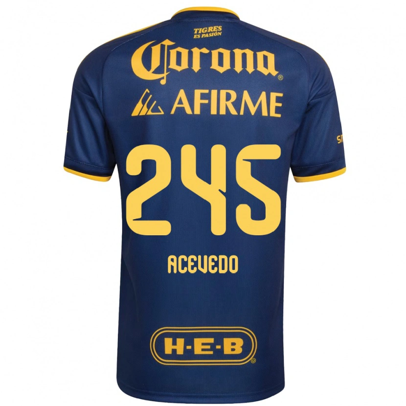Danxen Børn Kevin Acevedo #245 Kongelig Blå Gul Udebane Spillertrøjer 2026/27 Trøje T-Shirt