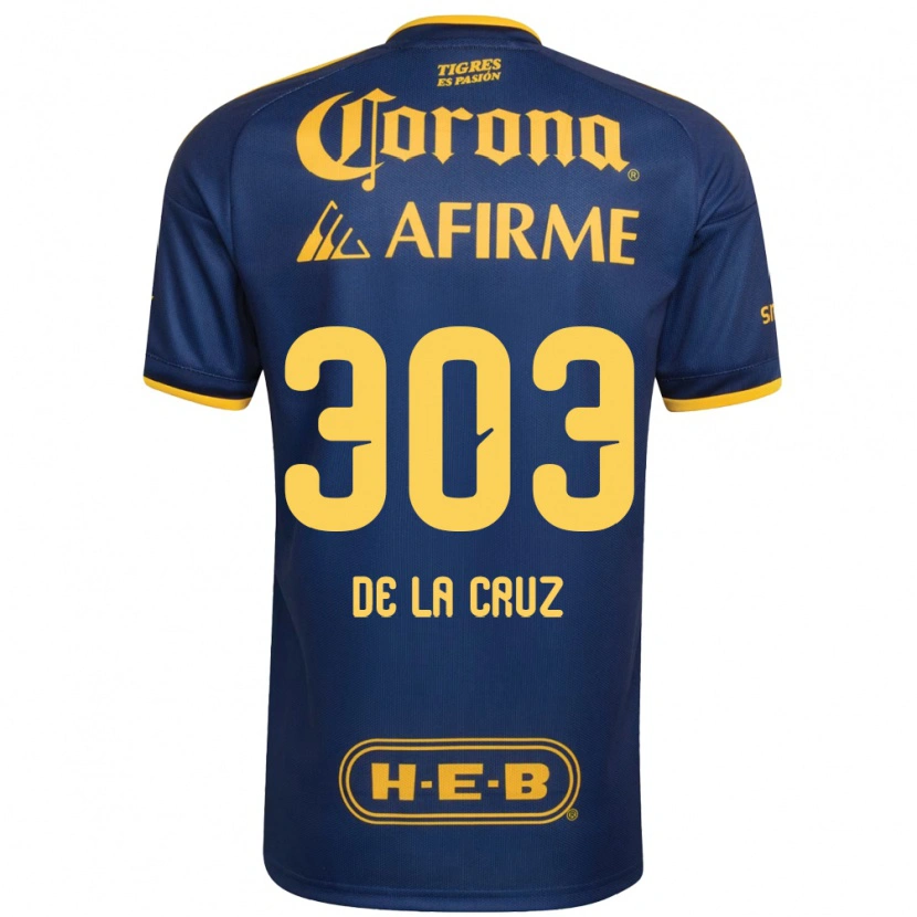 Danxen Børn Erick De La Cruz #303 Kongelig Blå Gul Udebane Spillertrøjer 2026/27 Trøje T-Shirt